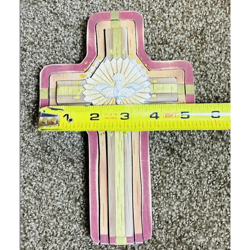 3 Pc Christian Religious Cross Heavenly Holy Spirit Dove Starburst 3 Colors Wood